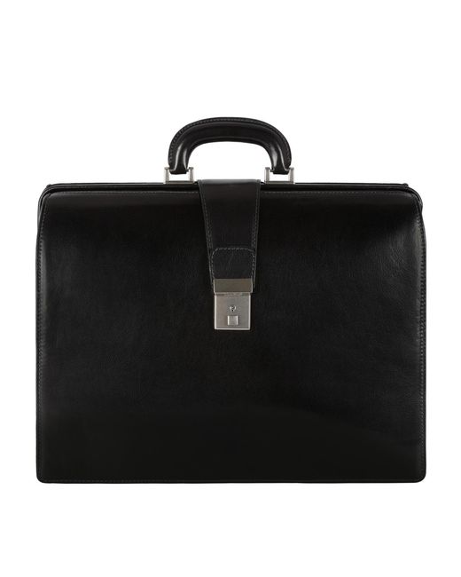 Time Resistance Black Large Leather Briefcase for men