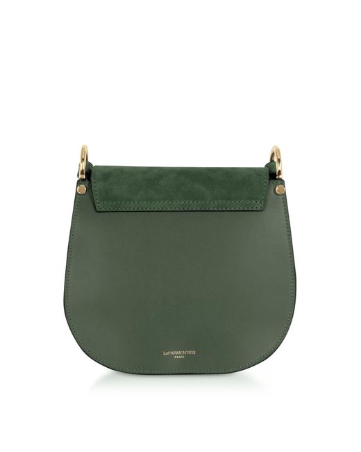 Le Parmentier Green Agave Suede & Smooth Leather Shoulder Bag