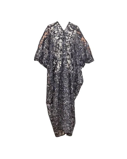 Jennafer Grace Gray Empire Sequin Caftan Kaftan Dress