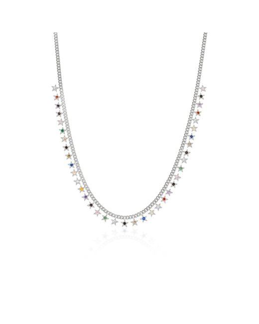 Spero London Metallic Multiple Star Sterling Station Necklace