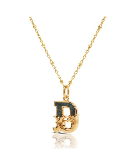 Kasun Metallic Plated D Initial Necklace With Marble