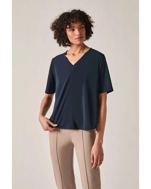 James Lakeland Blue Jersey V-Neck Top