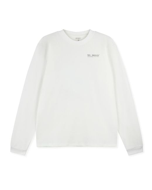 Sea_Washed White Organic Cotton Long Sleeve Top