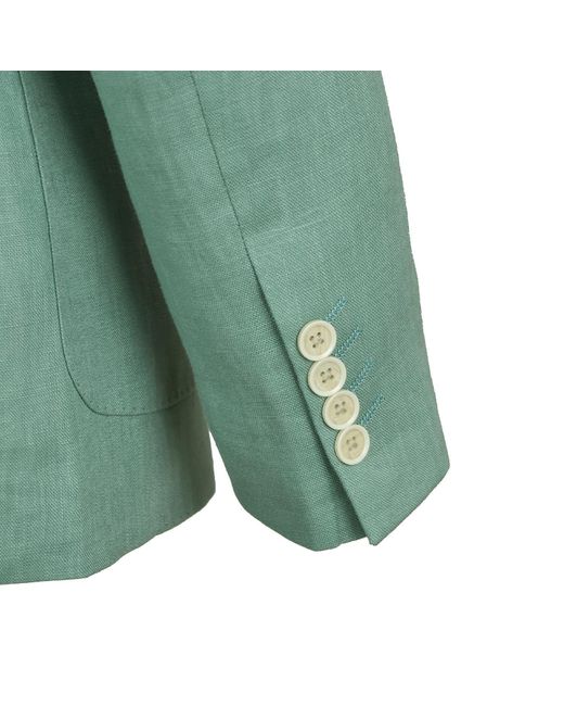 DAVID WEJ Green Hugo Linen Single Breasted Blazer for men