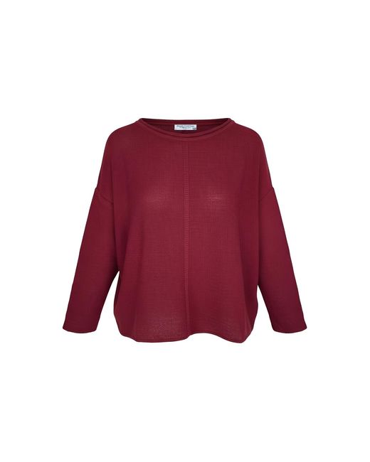 Haris Cotton Red Knitted Long Sleeved Blouse Bordeaux