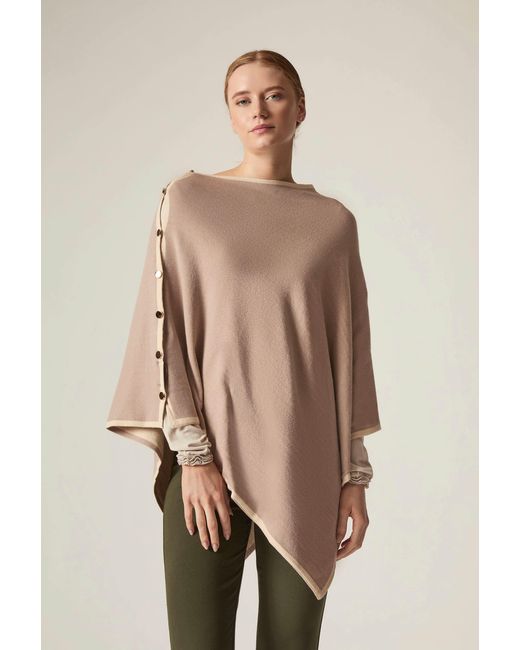 James Lakeland Natural Button Detail Poncho Top