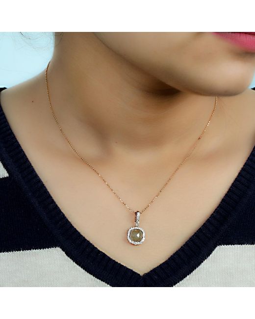 Artisan Metallic Rose Ice Diamond Halo Pendant