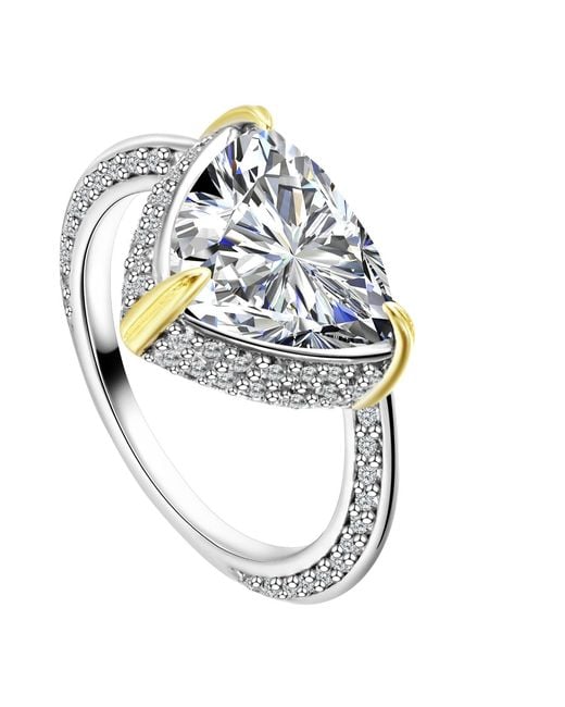 Onewildone White Life Is Short, Make It Sweet Triangle Solitaire Pinky Ring