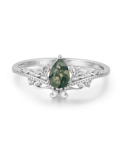Azura Jewelry New York Metallic Lotus Moss Agate Ring Vermeil
