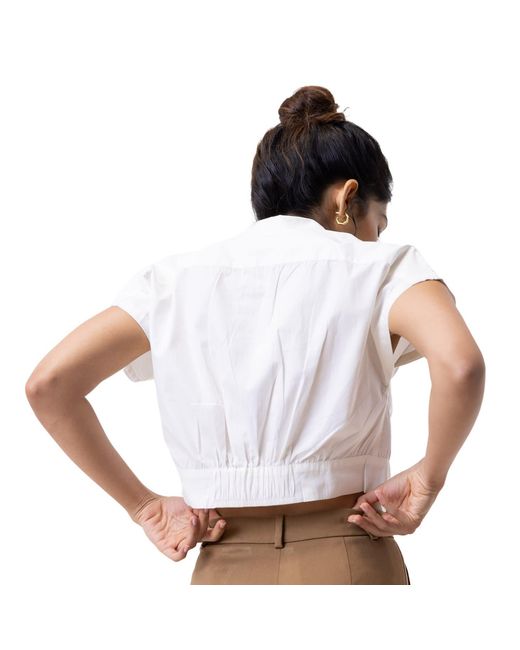 REISTOR White Oversized Crop Cotton Shirt