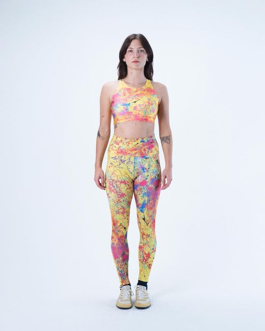 Lilia Munn Yellow High Waisted Leggings – Acid Rain Print