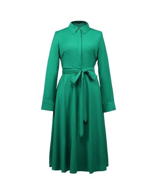 Smart and Joy Green Fit-And-Flare Tailor Shirt-Dress Crossedf Belt