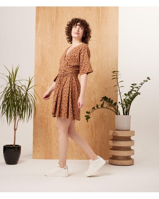 Known Supply Brown Faux Wrap Dress