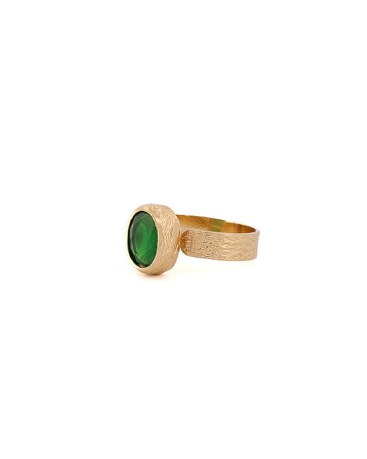 Ebru Jewelry Cleopatra Green Jade Gemstone Gold Ring