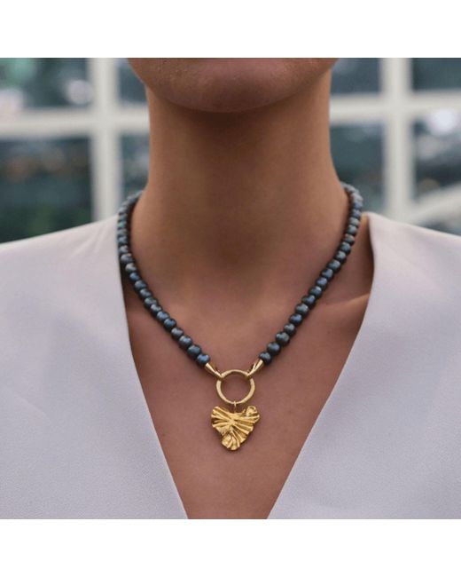 LINYA JEWELLERY Metallic Onos Pearl Heart Necklace