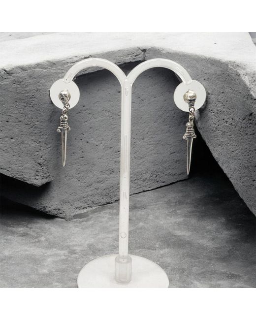 Tg-Jewellery by Tamara Gervasio White Handmade Skull Dagger Dangle Earrings – Recycled Sterling