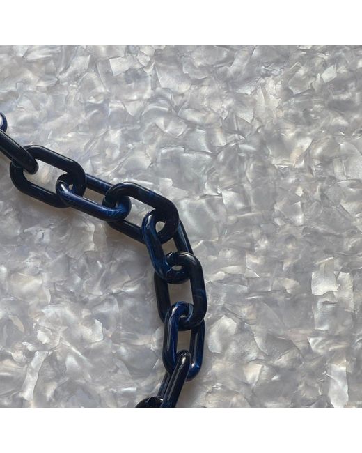 CLOSET REHAB Black Chain Link Short Acrylic Purse Strap In Navy