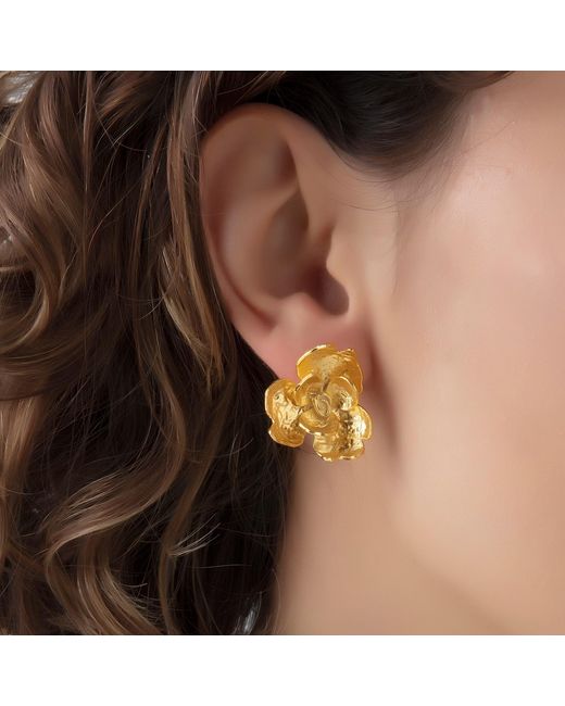 Milou Jewelry Metallic Rose Flower Earrings