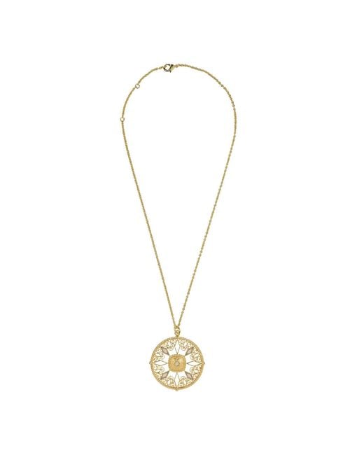 Lila Rasa Metallic Neutrals Opal Chalcedony Medallion Necklace