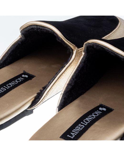 Laines London Black Classic Mules With Misty The Tortoise Shell Cat & Cat Mum Mom Brooches