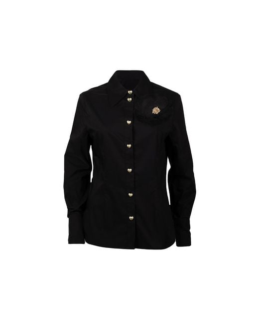 House of Laines London Black Laines Couture Tie Shirt With Corsage
