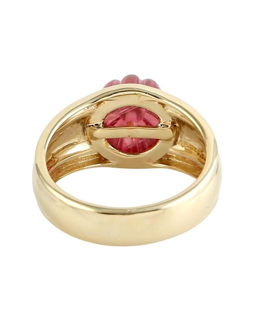 Artisan Metallic Carved & Tourmaline Statement Ring