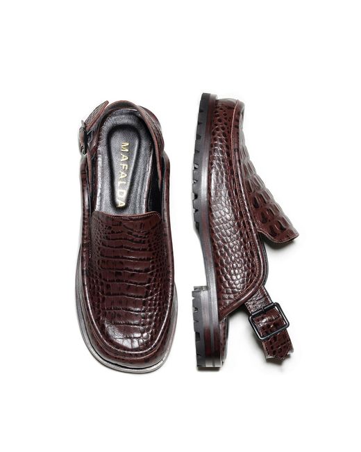 Mafalda Brown Dominic Croco Textured Slingback Loafer