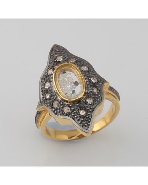 Artisan Metallic Vintage Look 925 Sterling Silver Natural Diamond Shaker Ring 18k Gold Jewelry