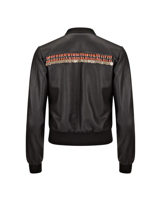 Boutique Kaotique Black Jewelled Leather Bomber Jacket