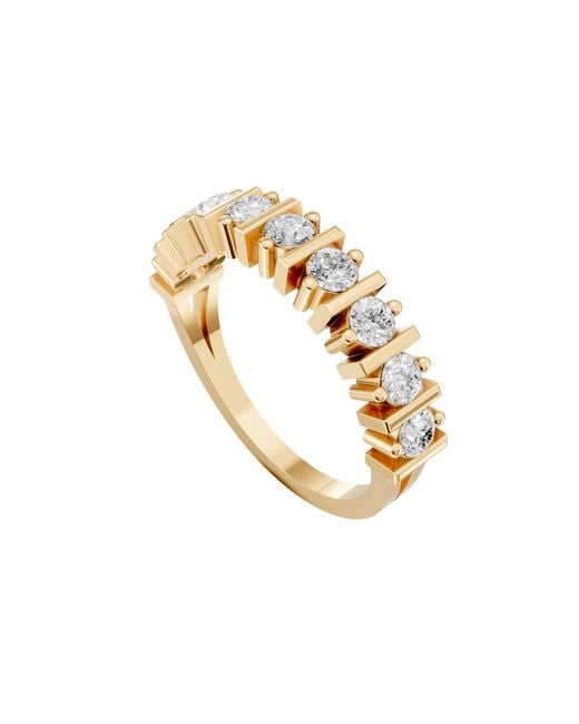 Aya Fine Jewelry Metallic Round Half Eternity Lab Diamond Wedding Band Ring