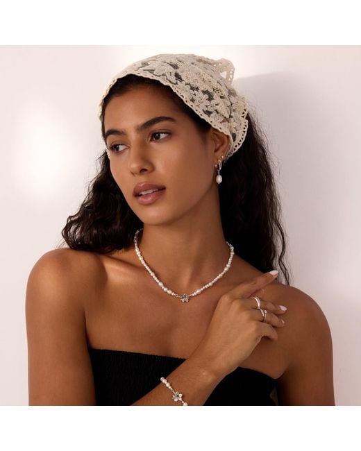 Vanhi White Freshwater Pearl Charm Hoops