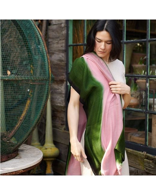 Variously Green Iris Kiwi Cashmere Merino Handwoven Scarf