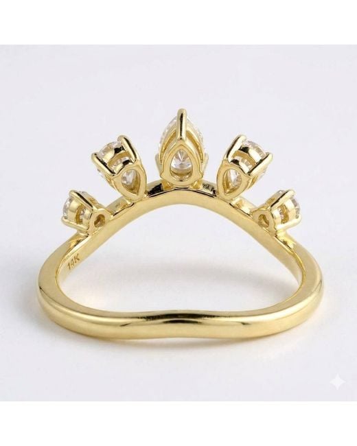 Artisan Metallic 14K Pear Cut Diamond Crown Ring