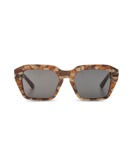 The Avantguard Brown Wildflower Patchwork Tort Matte Square Sunglasses