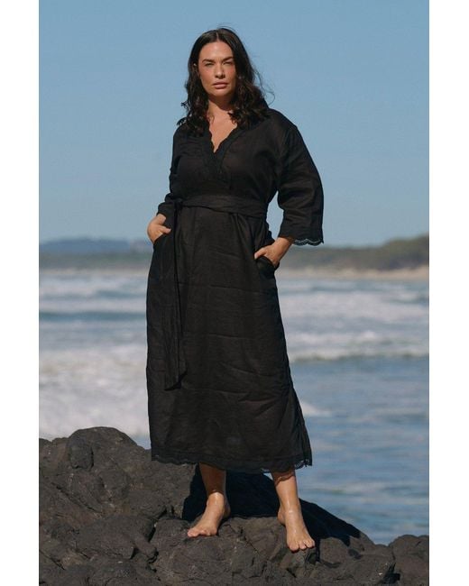 Adrift Clothing Black Tia Linen Tunic Dress
