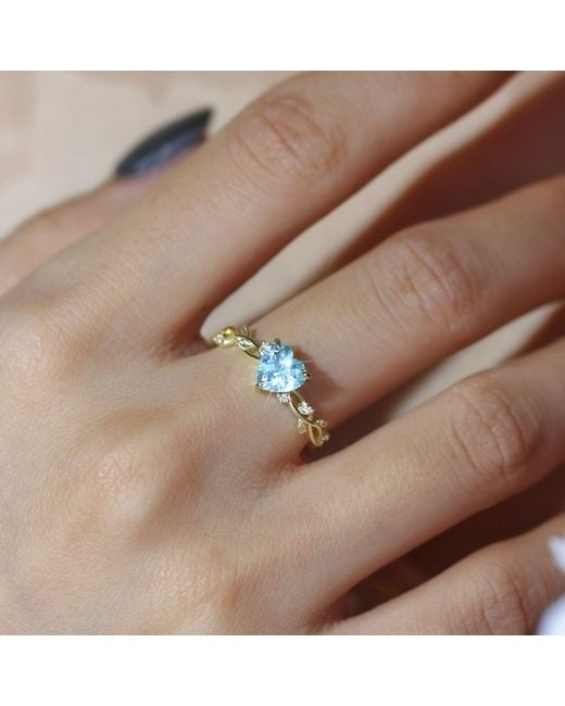 Azura Jewelry New York White Everlasting Heart Sky Topaz Ring Vermeil
