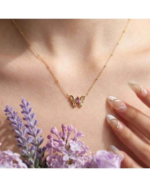 Azura Jewelry New York Metallic Sylphae Fairie Amethyst Necklace Vermeil