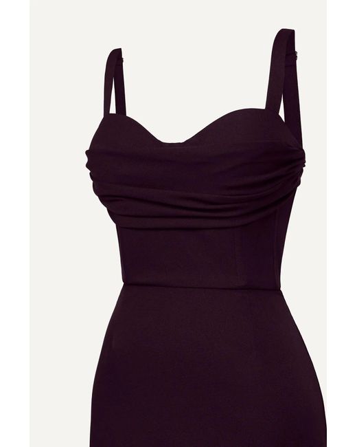 POST MERIDIEM Purple Chocolate Maxi Dress With Gathered Bodice