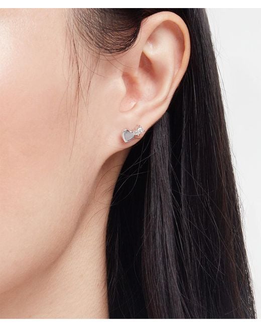 Onia Metallic Diamond Heart Studs