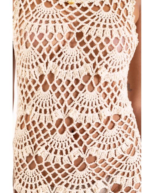Andreeva White Neutrals Pearl Handmade Maxi Crochet Dress