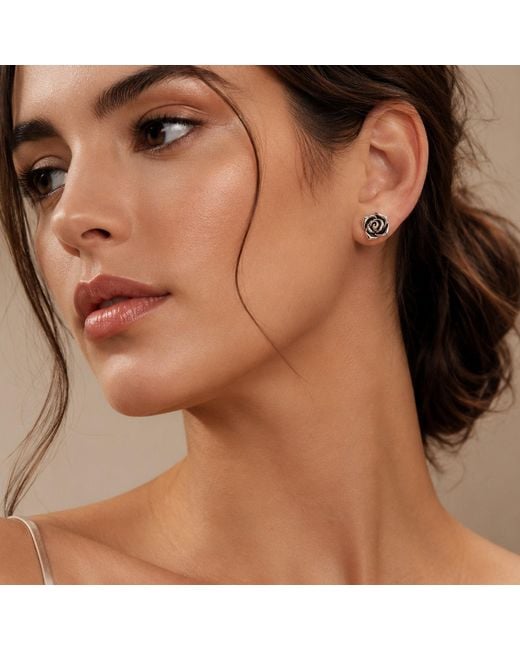Unaloe Metallic Handmade Sterling Rose Stud Earrings Artisan Italian Jewelry For