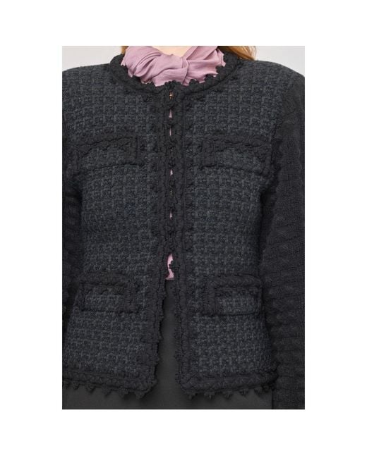 The Extreme Collection Black Tweed-Style Structured Cardigan Kingston