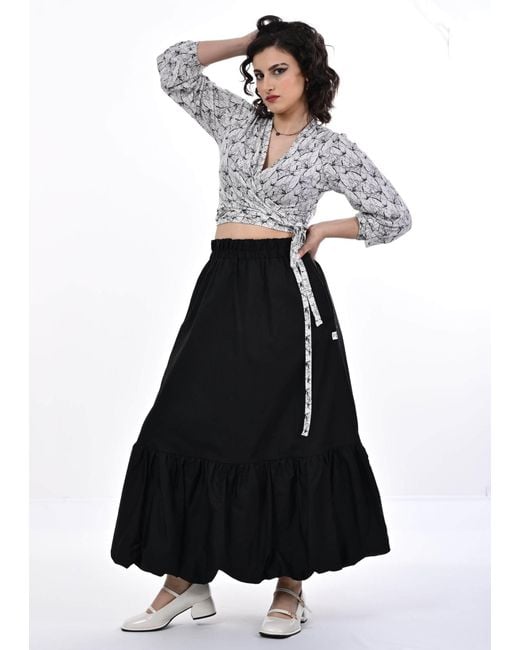 Frock Tales Black Calvatia Puffball Midi Skirt