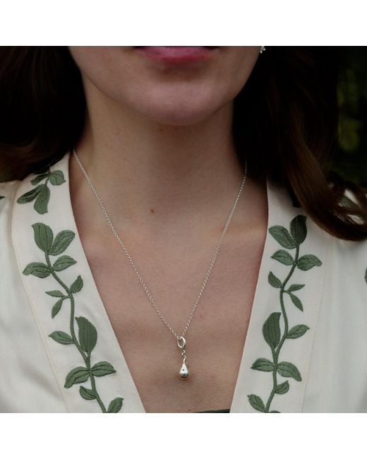 Lily Charmed Metallic Sterling Pear Charm Necklace