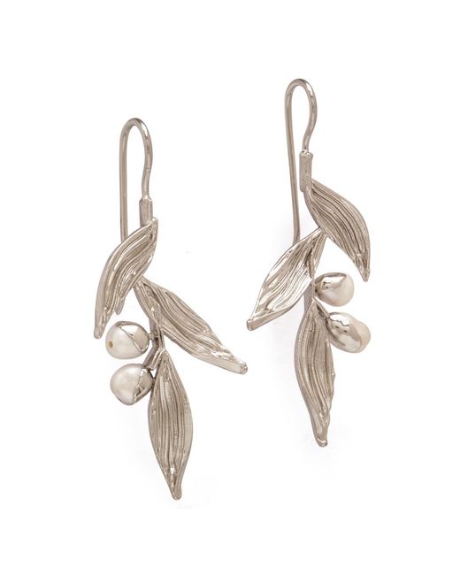 Dhwani Bansal Metallic Haya Earrings With Baroque Pearls