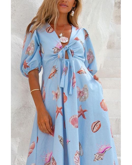 Palm Collective Blue Corsica Shell Maxi Dress