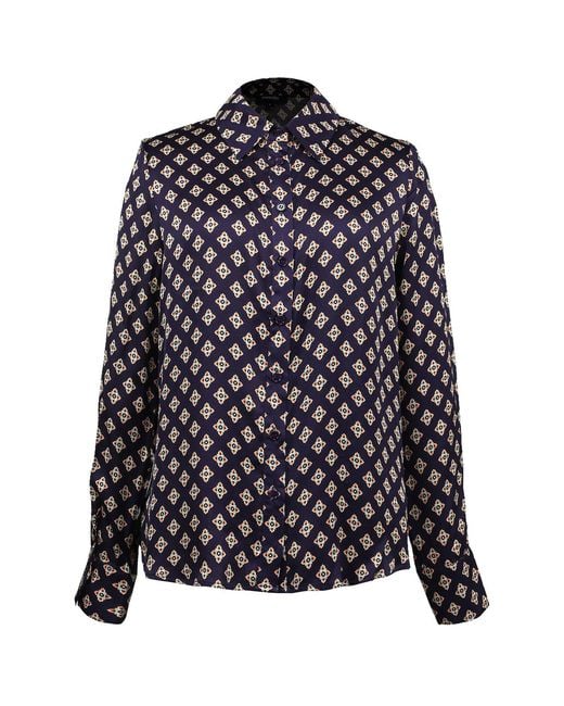 Smart and Joy Black Graphic Print Satin Long Sleeves Shirt
