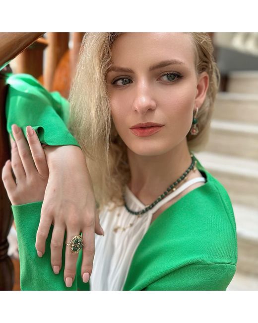 Farra Green Zoisite Gemstone Statement Ring