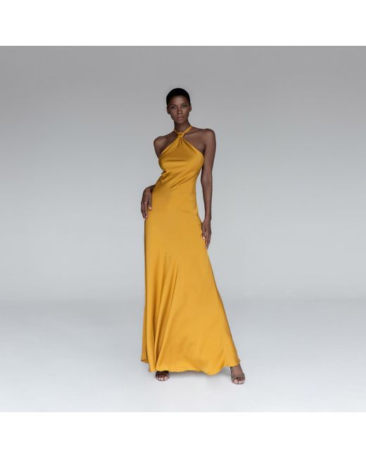 Lily Phellera Metallic Margot Silk Evening Gown