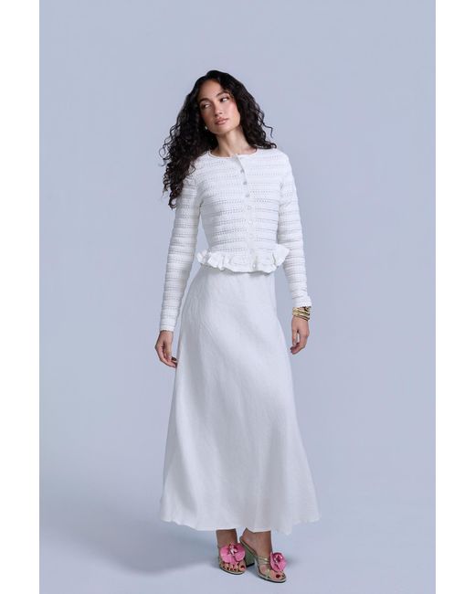 Rave on Trend White Linen Midi Skirt